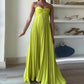 Gelbes, elegantes, langes Chiffon-Ballkleid, Abendkleid für Hochzeitsgäste, Partykleid gh3430