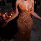 Orange Luxury Shiny Beaded V Neck Sexy Elegant Mermaid Slim Fit Long Floor Length Train Ball Gown Evening Gown Party Dress Prom Dress gh3660