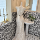 Ivory Strapless Lace Waist-Cinched Slimming Sexy Romantic Dress, Wedding Gown gh7685