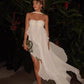 Weiß reine farbe jugendliche elegante süße lange chiffon rüschen unregelmäßigen rock meer strand urlaub party kleid abendkleid prom kleid gh3538