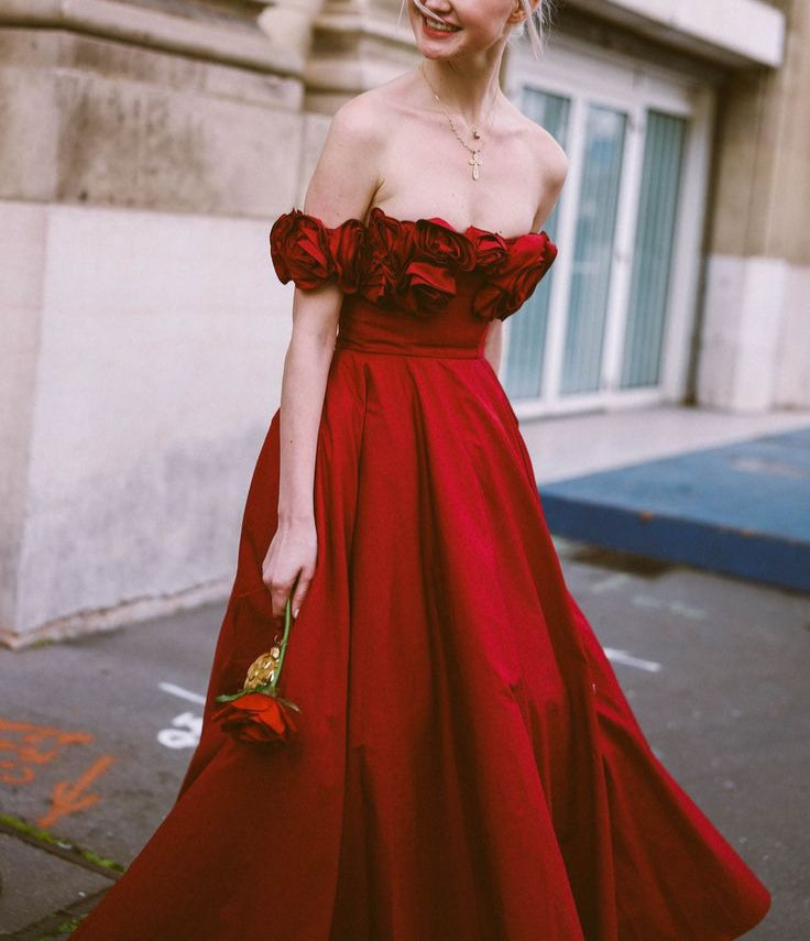 Rosa Mode Einzigartige Rose Spitze Ausschnitt Lange A-Linie lange Satin Ballkleid Abendkleid Partykleid gh3340
