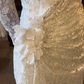 White Vintage Lace Mermaid Wedding Gown, Wide Lapel V‑Neck Long Sleeve 3D Floral Applique Slit Bridal Dress gh9067