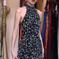 Halter Black Prom Dress High Neck Silver Vine Hand Beading Sleeveless Sheath Evening Gown gh9832