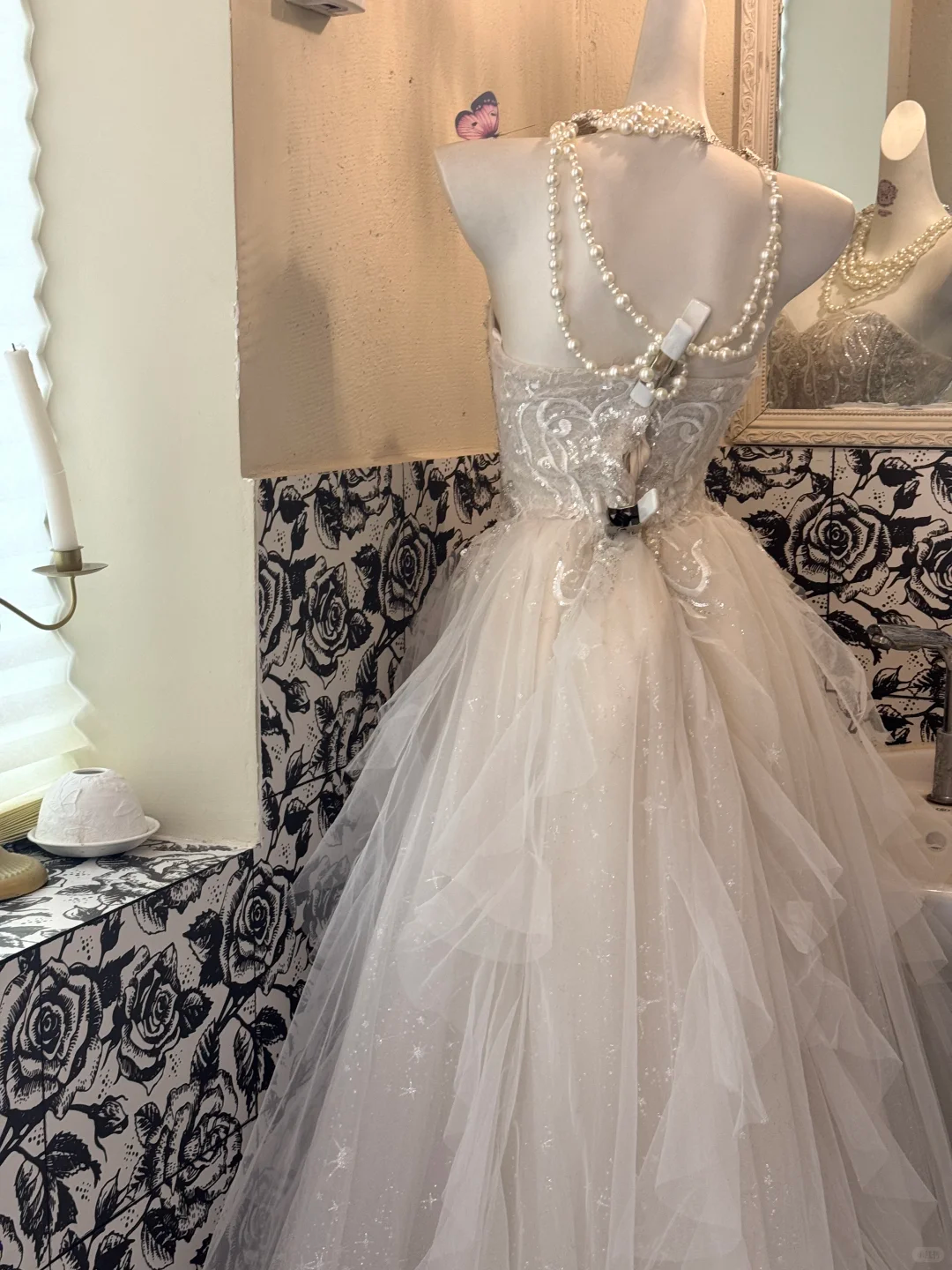 Light Gray Apricot Strapless Waist-Cinched Tiered Cake Skirt Long Vintage Romantic Dress, Wedding Gown gh7502