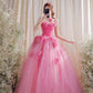 Robe de soirée longue en velours et tulle à fleurs roses, robe de bal, gh4885