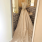 Ivory Strapless Lace Waist-Cinched Satin Full Flared Skirt Long Romantic Dress, Wedding Gown gh7740