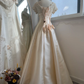 ✨Girlhomeshops-V Neck Short Sleeve Beaded Lace Satin Ball Gown Wedding Dress gh10276