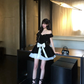 Women Vintage Black Off Shoulder Velvet Homecoming Dress Heart Neck Puff Sleeve Big White Bow Layered Skirt Short Prom Gown gh9435