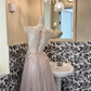 Light Gray Pink Sleeveless Waist-Cinched Full Flared Skirt Luxury Romantic Dress, Wedding Gown gh7637
