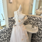 Light Pink Strapless Cinched Waist A-Line Skirt Long Romantic Dress, Wedding Gown gh7790