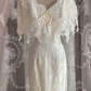 Ivory Vintage Lace Midi Mermaid Wedding Dress, Cape Collar Bridal Gown gh9313
