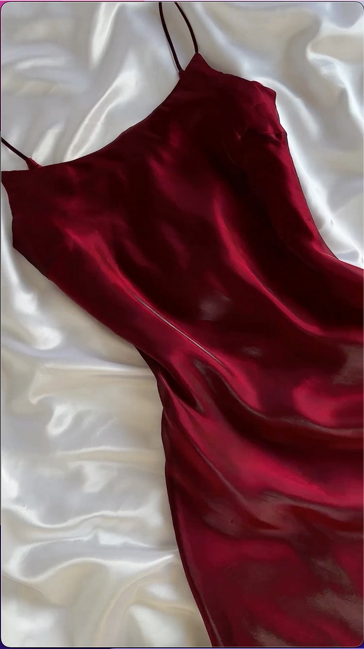 Rotes glänzendes elegantes Spaghettiträger lang elegantes Tüll Partykleid Ballkleid Abendkleid gh3270