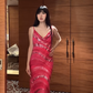 Pink Vintage Sequin Spaghetti Strap Luxury Long Prom & Evening Party Dress gh8388