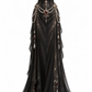 ✨Girlhomeshops-Gothic Black Halter Mermaid Prom Dress with Ruby Gem & Pearl Chain Embellishment gh10309