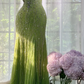 Avocado Green Heavy Beaded Rhinestone Mermaid Prom Dress, Sweetheart Spaghetti Strap Tulle Long Evening Gown, Gradient Green Formal Party Dress gh9491