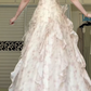 Floral Spaghetti Strap Long Evening Gown, Square Neck Chiffon Prom Dress With Asymmetrical Ruffle Skirt for Banquet Party gh8956