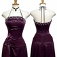 Purple Fashion Elegant Vintage Backless Exquisite Beaded Halter Prom Party Dress Long Satin Formal Evening Dress Ball Gown gh3896