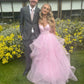 Robe de soirée longue et élégante en tulle rose à la mode, robe de bal, robe de remise de diplôme, robe de cérémonie de passage à l'âge adulte gh3352