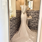 White Sleeveless Waist-Cinched Figure-Flattering Sexy Bodycon Long Romantic Dress, Wedding Gown gh7736