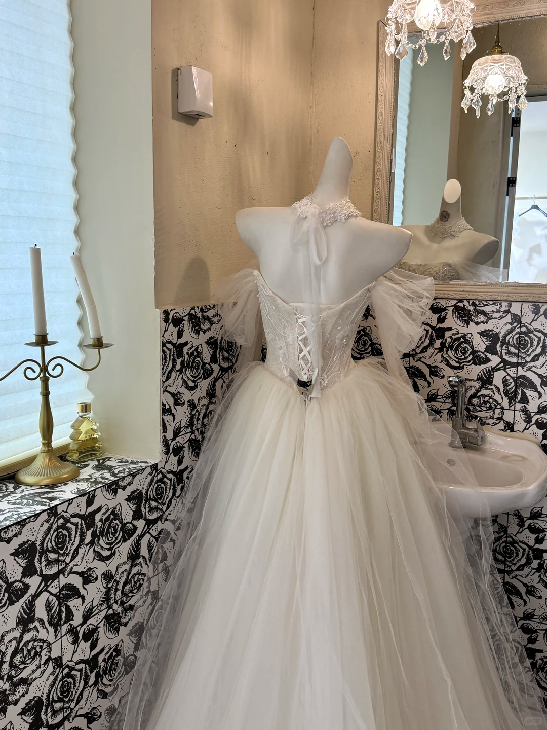 Ivory Off-the-Shoulder Waist-Cinched Full Flared Skirt Soft Elegant Romantic Dress, Wedding Gown gh7621