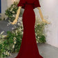 Schulterfreies, halterloses Meerjungfrauenkleid aus rosa Satin | Luxuriöses, elegantes Maxikleid mit Rüschenschleppe für den Galaball gh6482