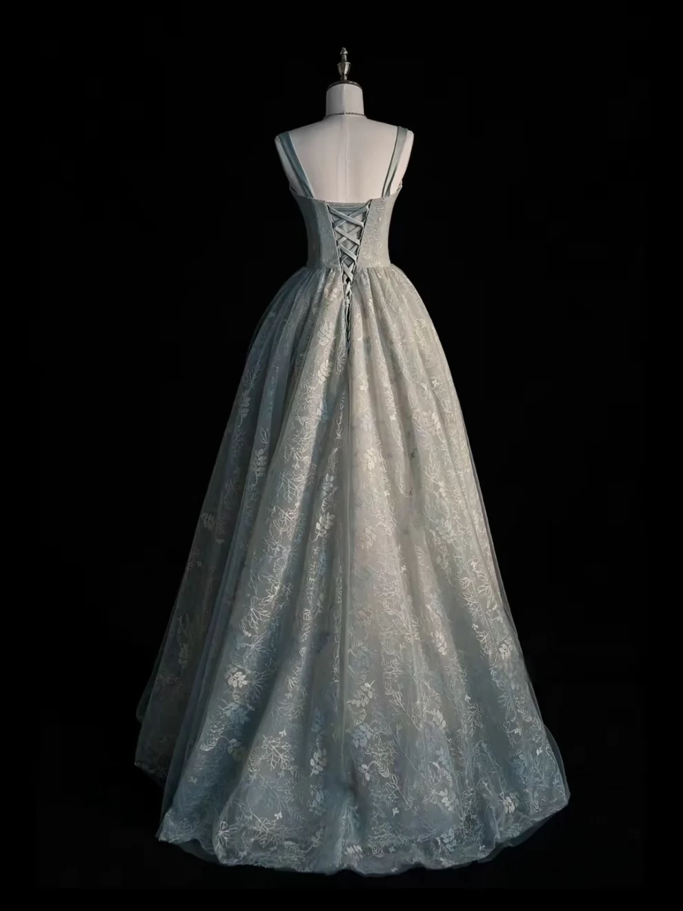 ✨Girlhomeshops-Sage green A-line long tulle gown gh10164