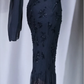 ✨Girlhomeshops-Spaghetti Strap Black Mermaid Evening Gown Beaded Floral Party Dress gh9993
