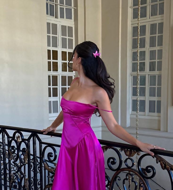 Rosa Lila Sexy A-Linie Spaghettiträger Maxi Party Ballkleid Abendkleid gh3021