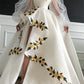 White yellow three-dimensional flower heart-shaped neckline long ball gown evening dress wedding dress gh993