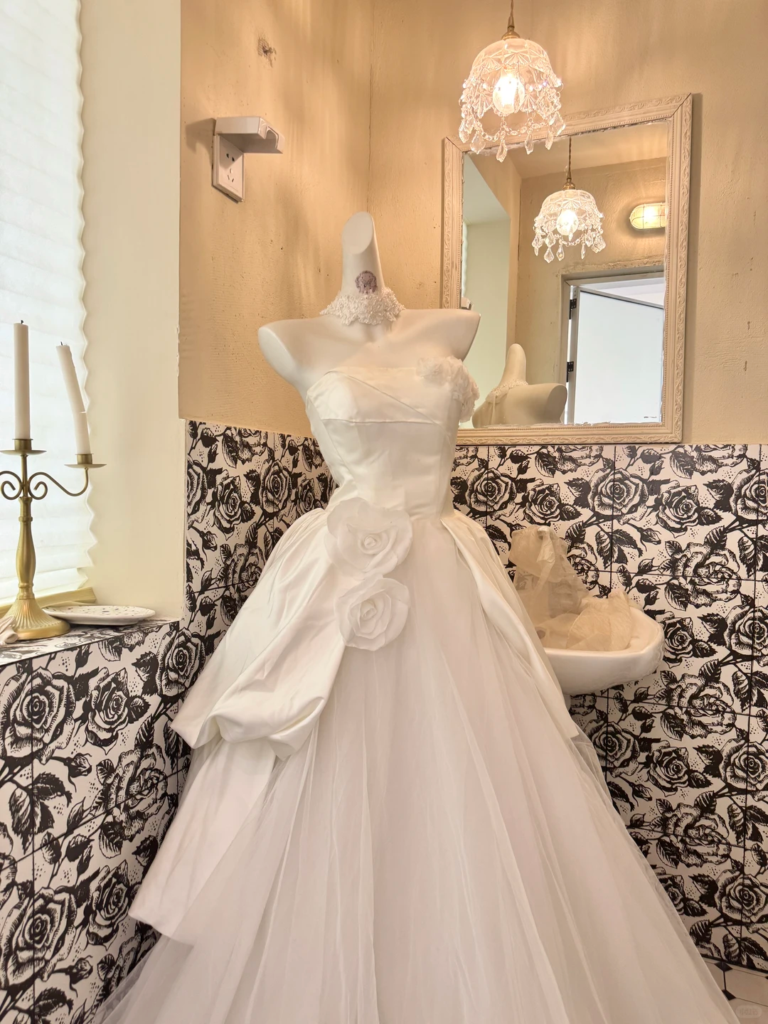 White Satin Strapless Waist-Cinched Voluminous Skirt Long Elegant Romantic Dress, Wedding Gown gh7779