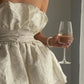 Girlhomeshops - Robe de soirée courte en satin ivoire, élégante, jupe bouton, robe d'anniversaire, gh5282