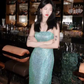 Iridescent Sequin Strapless Long Evening Gown Turquoise Side Slit Prom Dress gh9866