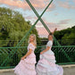 Robe de soirée longue en mousseline de soie à imprimé floral bleu violet vintage élégante gh3329