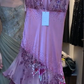 Wide Strap Lavender Prom Dress V Neck Hand Beaded Floral Print Asymmetrical Ruffle Formal Evening Gown gh9820