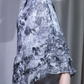 ✨Girlhomeshops-Grey Floral Print Chiffon Midi Dress, V Neck Spaghetti Straps Ruffled Irregular Hem Formal Gown gh9928