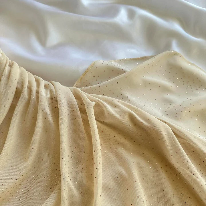 Cremegelb glänzendes elegantes exquisites Perlenträger langes Chiffon-Ballkleid, Abendkleid, Partykleid, Abschlusskleid gh3508