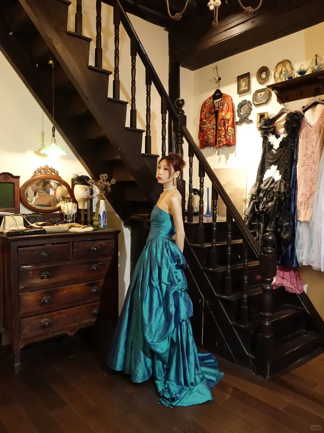 Peacock Blue Strapless Corset Ball Gown Shimmer Full Skirt Long Prom Dress gh9864