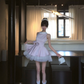 Women Elegant Light Pink Satin Homecoming Dress Halter Neck Big Side Bow Layered Tulle Flare Short Prom Gown gh9447