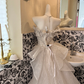 Ivory Strapless Waist-Cinched Gown with Silver Embellishments, Full Flared Long Vintage Romantic Dress, Wedding Gown gh7563