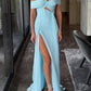 Girlhomeshops - Robe de demoiselle d'honneur longue en mousseline de soie, élégante et bleue, pour soirée de mariage, gh5948