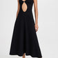 Girlhomeshops - Robe de soirée longue en mousseline de soie, élégante et sexy, noire, gh5154