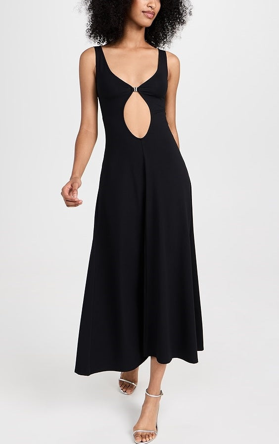 Girlhomeshops - Robe de soirée longue en mousseline de soie, élégante et sexy, noire, gh5154