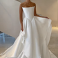 Girlhomeshops - Weißes Satin-Schulterfreies, langes, bodenlanges Brautkleid, Ballkleid gh5394