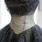 Black gold shiny elegant long tulle ball gown evening gown graduation dress beauty pageant dress gh2609
