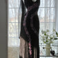Black Shiny Vintage Elegant Romantic Delicate Pink Floral Beading Long Chiffon Homecoming Ball Gown Evening Dress Birthday/Wedding Guest/Holiday Party Dress Prom Dress gh4025