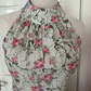 Vintage Halter Neck Floral Midi Dress, Sleeveless Off‑Shoulder High Halter Collar Wide Waistband Full Pleated Swing Skirt Rose Print Cocktail Gown gh9087
