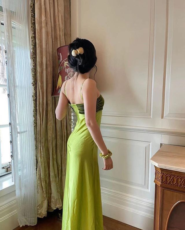 Girlhomeshops-Lime green velvet bodycon yellow green strapless prom dr –  girlhomeshops