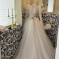 White Waist-Cinched Fitted Tulle Elegant Princess Vintage Romantic Dress, Wedding Gown gh7549