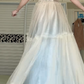 Halter Sleeveless Long Prom Gown, Champagne Tulle Formal Dress With Pearl Waistband Light Blue Glitter Lining for Party Banquet gh8952