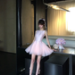 Light Pink Sleeveless Tulle Homecoming Dress Mini Prom Gown gh9412